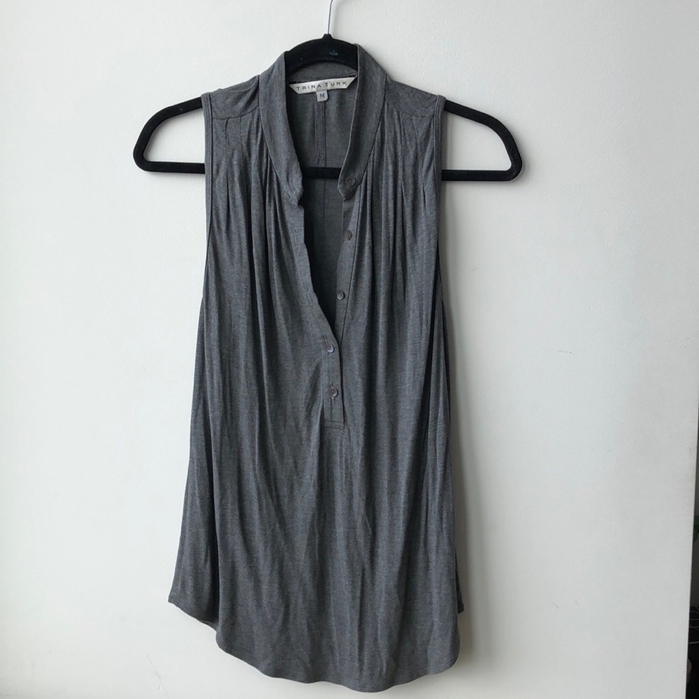 Trina Turk Sleeveless Gray Top Size M